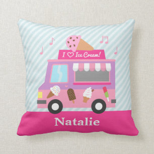Sweet Purple Pink Ice Cream Truck Girls Room Cushion