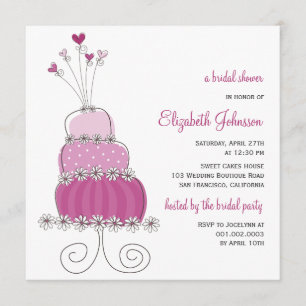 Sweet Purple Wedding Cake Bridal Shower Invite