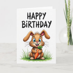 Sweet Rabbit Carrot Birthday Card