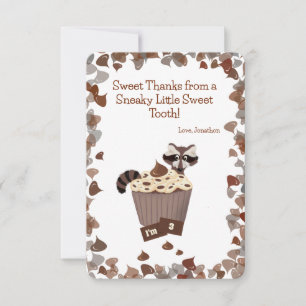 Sweet Racoon & Chocolate Treat Birthday Thank You Card