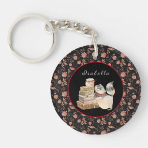 Sweet Racoon Customise Text and Colour Key Ring