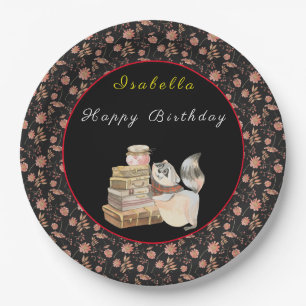 Sweet Racoon Customise Text and Colour Paper Plate