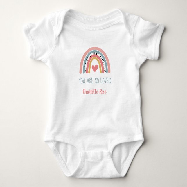 Sweet Rainbow And Heart Baby Girl Baby Bodysuit (Front)