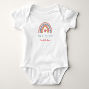 Sweet Rainbow And Heart Baby Girl Bodysuit