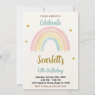 Sweet Rainbow Birthday Invitation