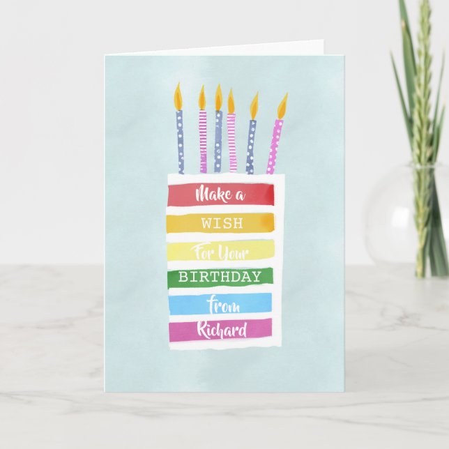 Sweet Rainbow Cake Holiday Card (Front)