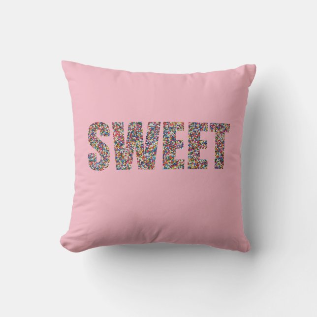 Sweet Rainbow Sprinkles Throw Pillow (Front)