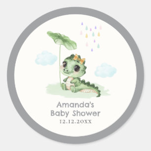 Sweet Raindrop Little Dragon Baby Shower Classic Round Sticker