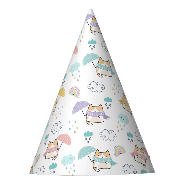 Sweet Rainy Day Pattern Party Hat (Front)
