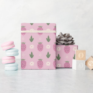 Sweet Raspberry Pattern Wrapping Paper Roll