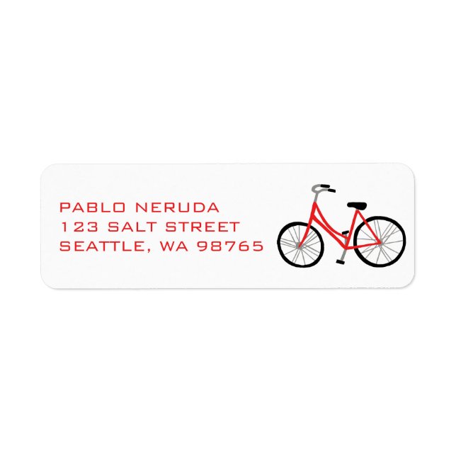 Sweet Red Bicycle Bike CUSTOM Mailing Return Address Label (Front)
