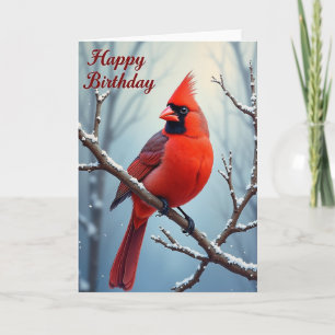 Sweet Red Bird Birthday Card