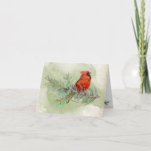 Sweet Red Cardinal Rustic Watercolor Note Card