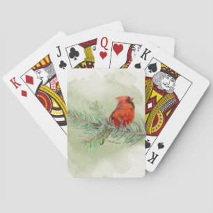 Sweet Red Cardinal Rustic Watercolor Playing Cards