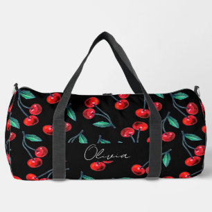 Sweet red cherries duffle bag