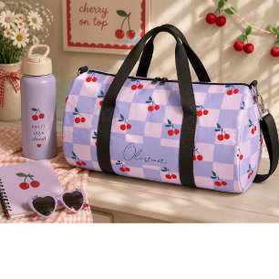 Sweet red cherries  duffle bag