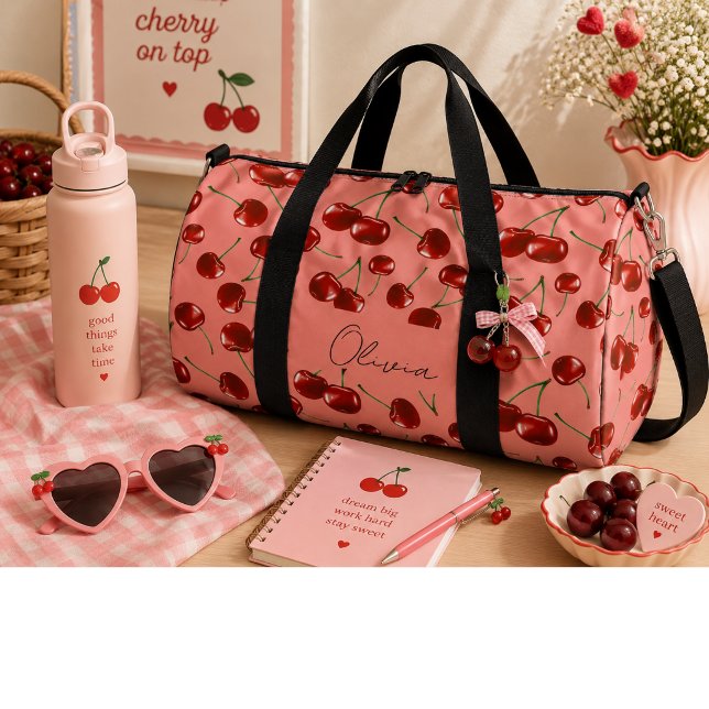 Sweet red cherries  duffle bag (Creator Uploaded)