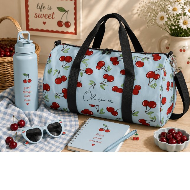 Sweet red cherries  duffle bag (Creator Uploaded)