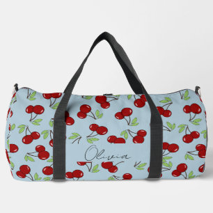Sweet red cherries  duffle bag