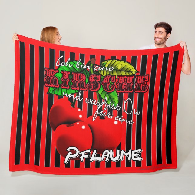 Sweet red cherries with a sweetie fleece blanket (In Situ)