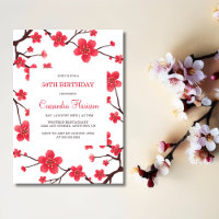 Sweet Red Cherry Blossom Sakura Floral Birthday