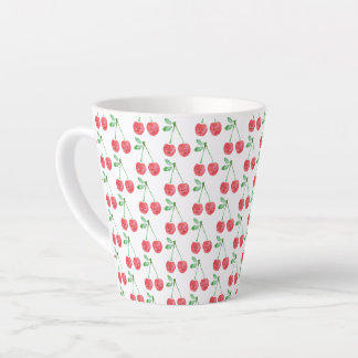 Sweet Red Cherry Delicate Pattern Latte Mug