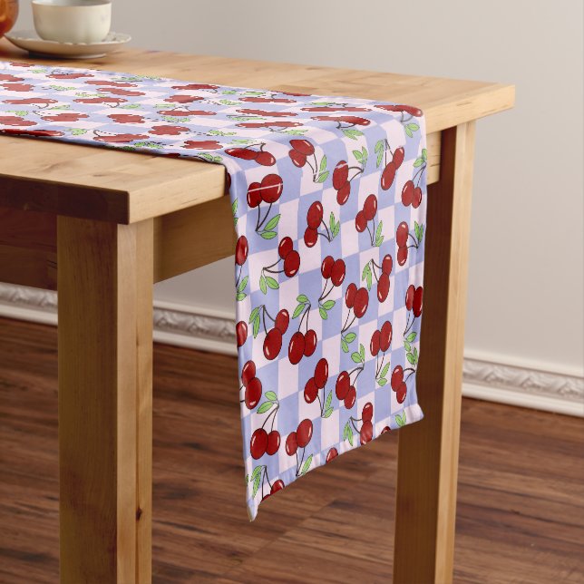 Sweet Red Cherry Pattern Short Table Runner (In Situ)