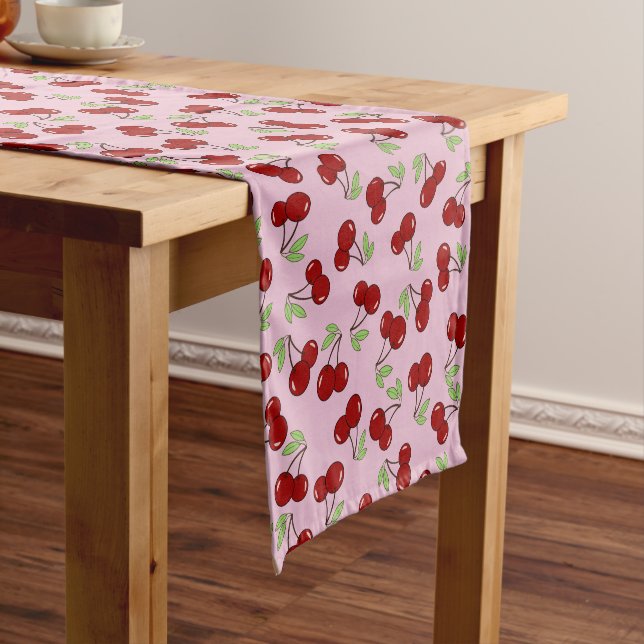 Sweet Red Cherry Pattern Short Table Runner (In Situ)