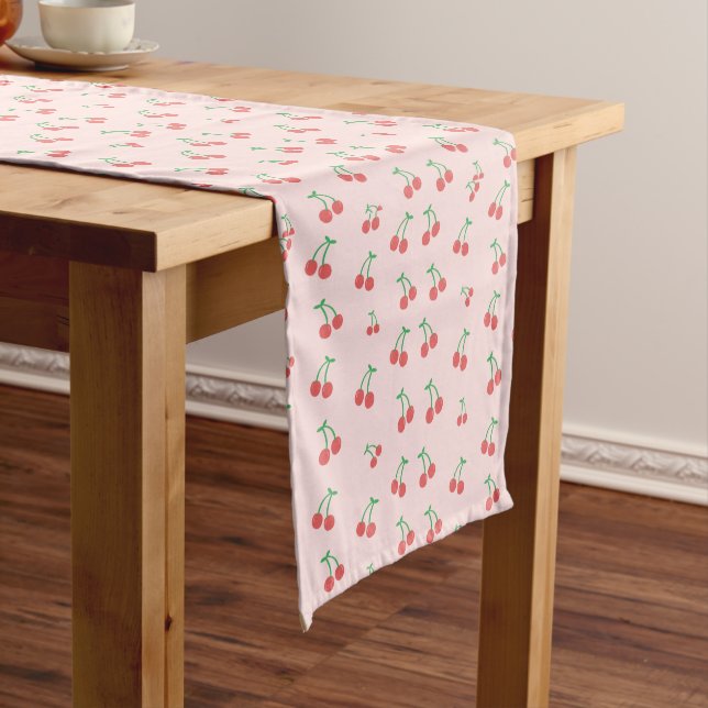 Sweet Red Cherry Pattern Short Table Runner (In Situ)