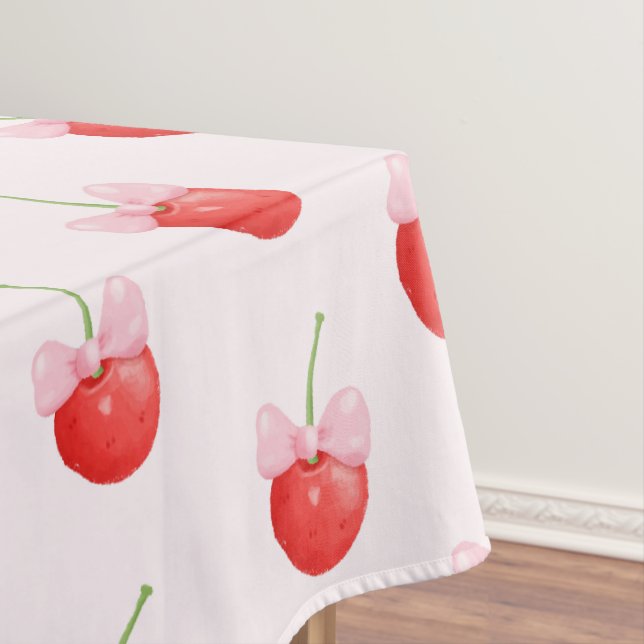 Sweet Red Cherry Pattern Tablecloth (In Situ)