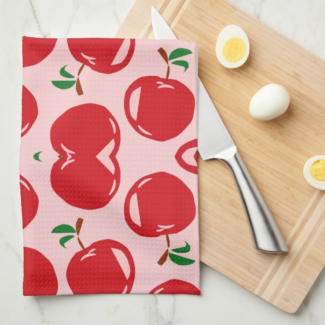 Sweet Red Cherry Pattern Tea Towel (Quarter Fold)