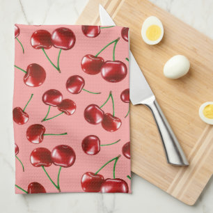 Sweet Red Cherry Pattern Tea Towel