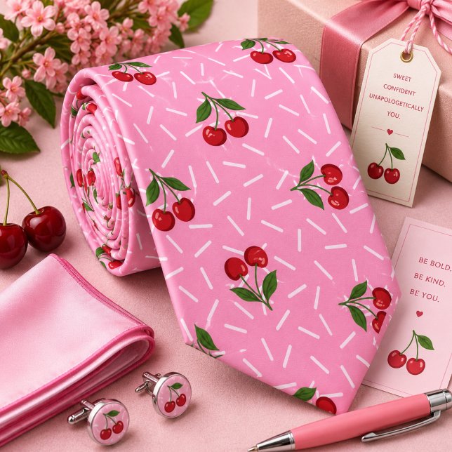 Sweet Red Cherry Pattern Tie (Creator Uploaded)