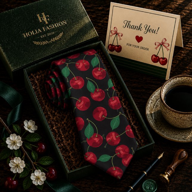 Sweet Red Cherry Pattern Tie (Creator Uploaded)