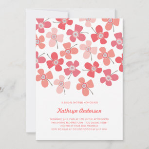 Sweet Red Daisies Chic Fun Bridal Shower Party Invitation