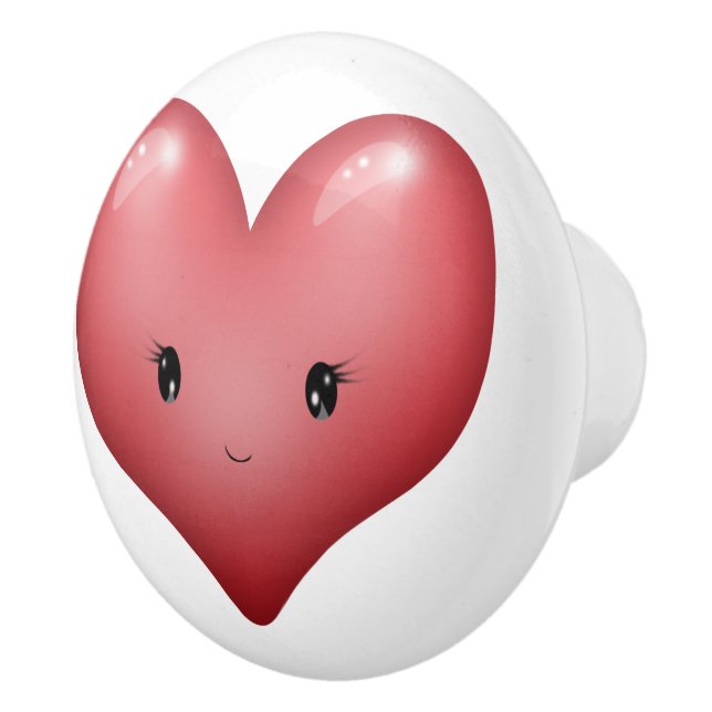 Sweet Red Heart Ceramic Knob (Right)