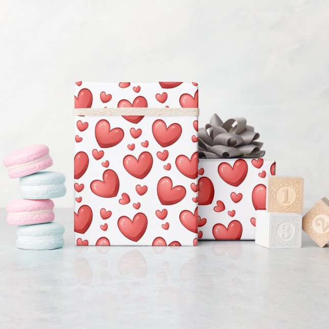 Sweet Red Heart Pattern Wrapping Paper Roll (Baby Shower)