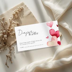 Sweet Red Hearts Baby Shower Diaper Raffle Ticket Enclosure Card