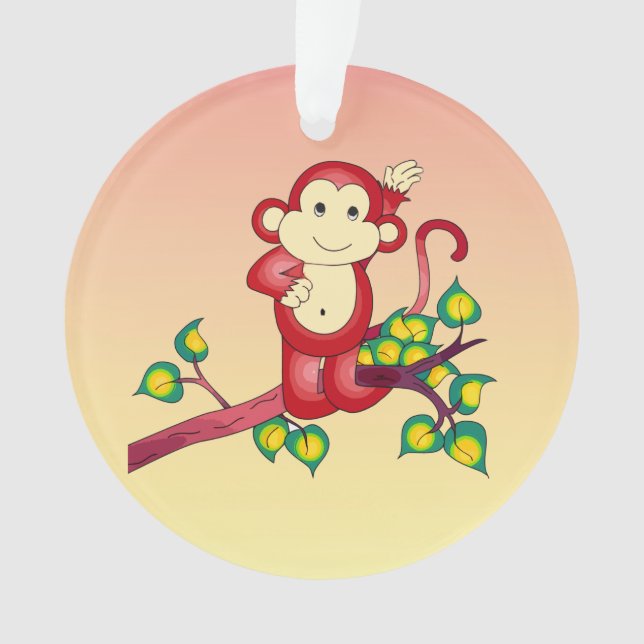 Sweet Red Monkey Animal Acrylic Ornament (Front)