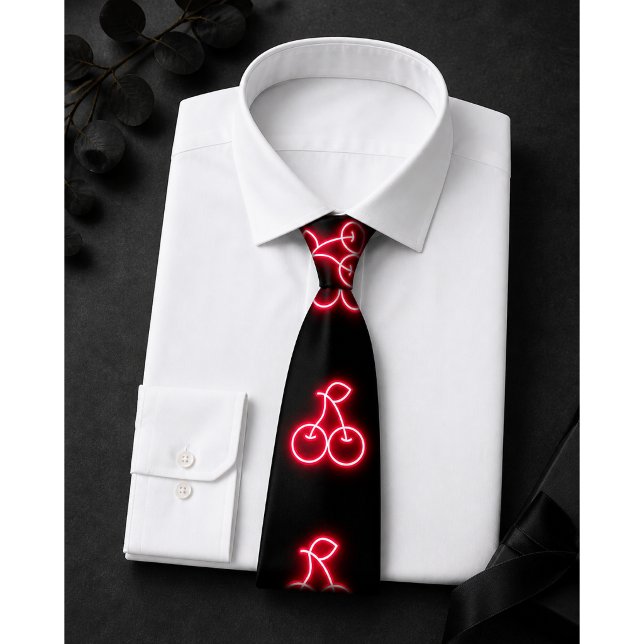 Sweet Red Neon Cherry Pattern Tie (Creator Uploaded)