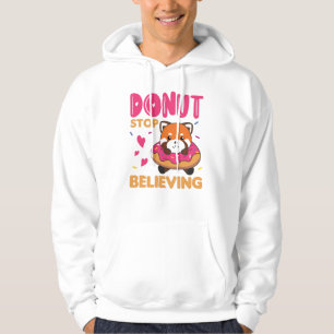 Sweet Red Panda Funny Animals In Doughnut Pink Hoodie
