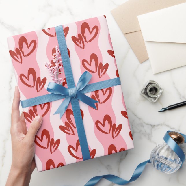Sweet Red & Pink Hearts  Wrapping Paper Roll (Gifting)