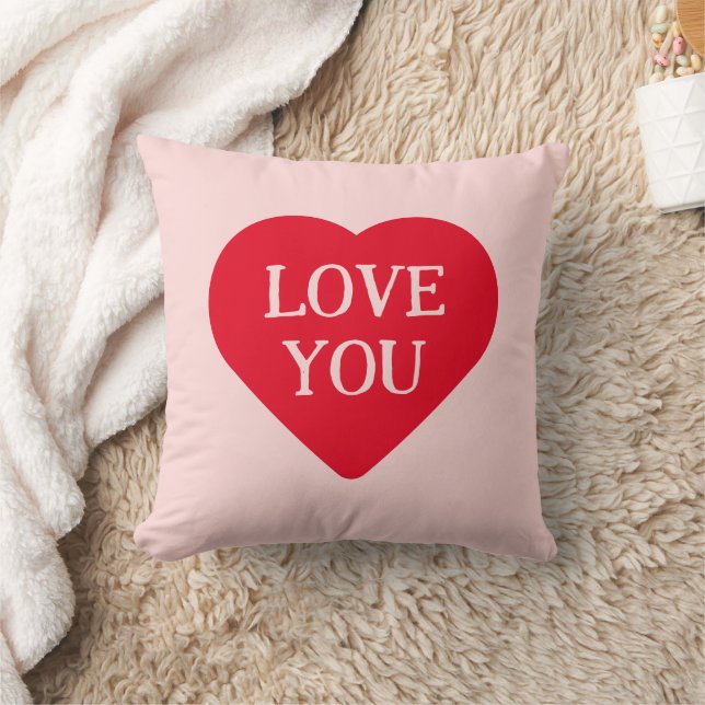 Sweet Red Pink Red Heart Look Cushion (Blanket)