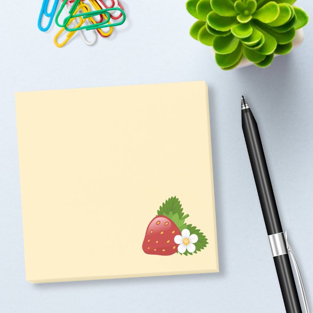 Sweet Red Strawberry on Yellow Post-it Notes (Creator Uploaded)