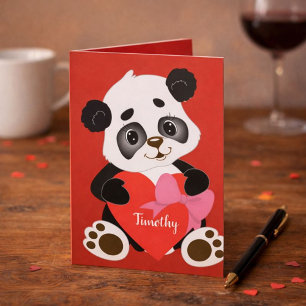Sweet Red Valentine’s Day Card with Panda Design