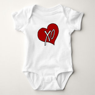 Sweet Red XO Heart Love Hugs Kisses Baby Bodysuit