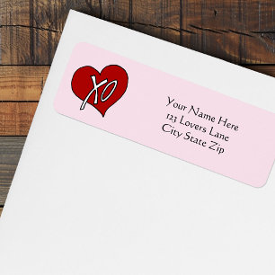 Sweet Red XO Heart Love Hugs Kisses Return Address Label