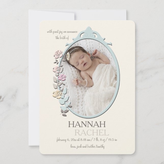 Sweet Reflection Photo Birth Announcement (Front)