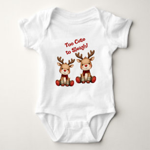 Sweet Reindeer Pair in Holiday Snowfall Baby Bodysuit