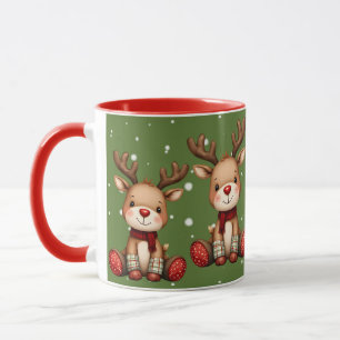 Sweet Reindeer Pair in Holiday Snowfall Mug